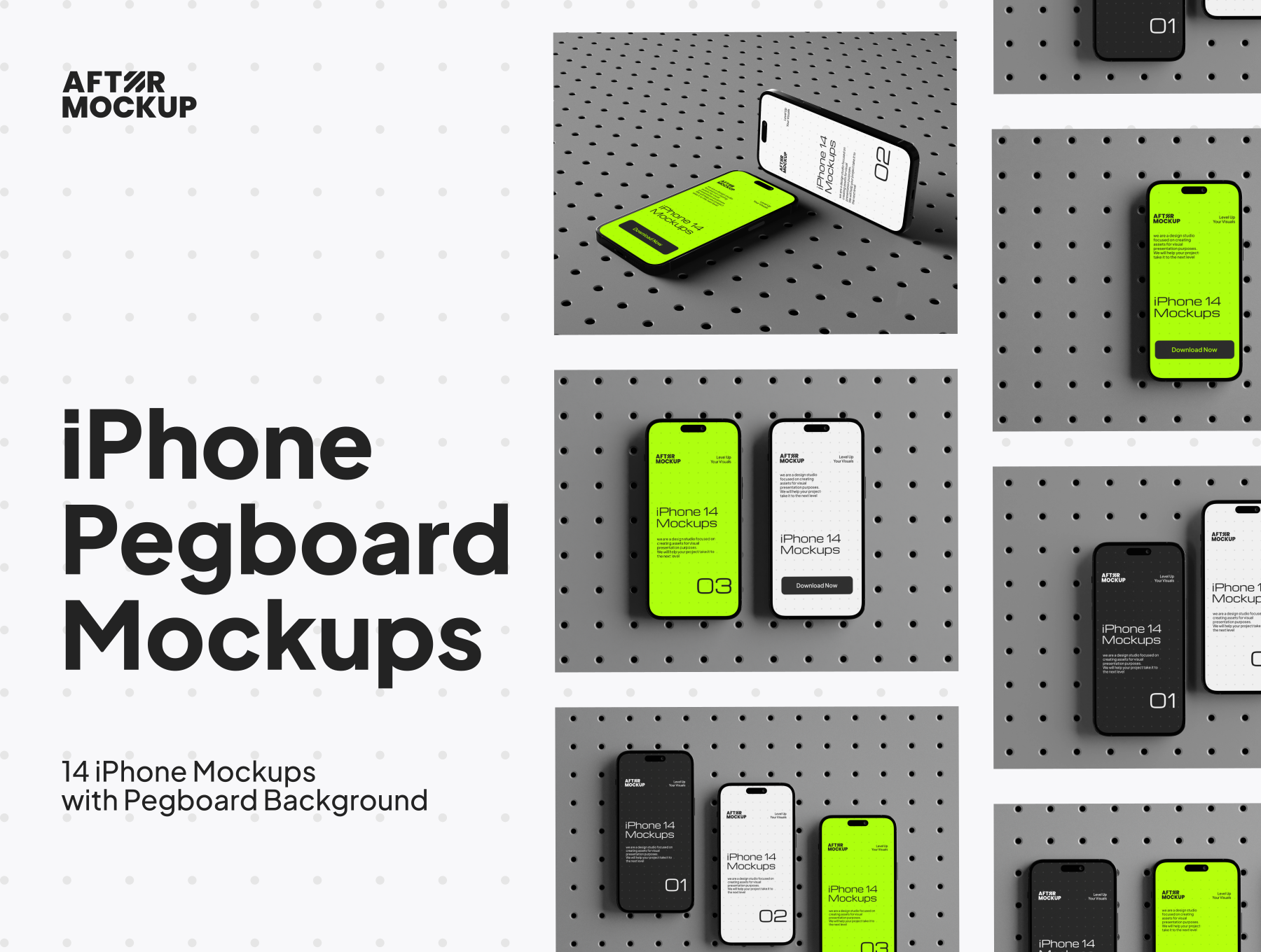 多种样式 iPhone 14 Pegboard Mockups 样机模版