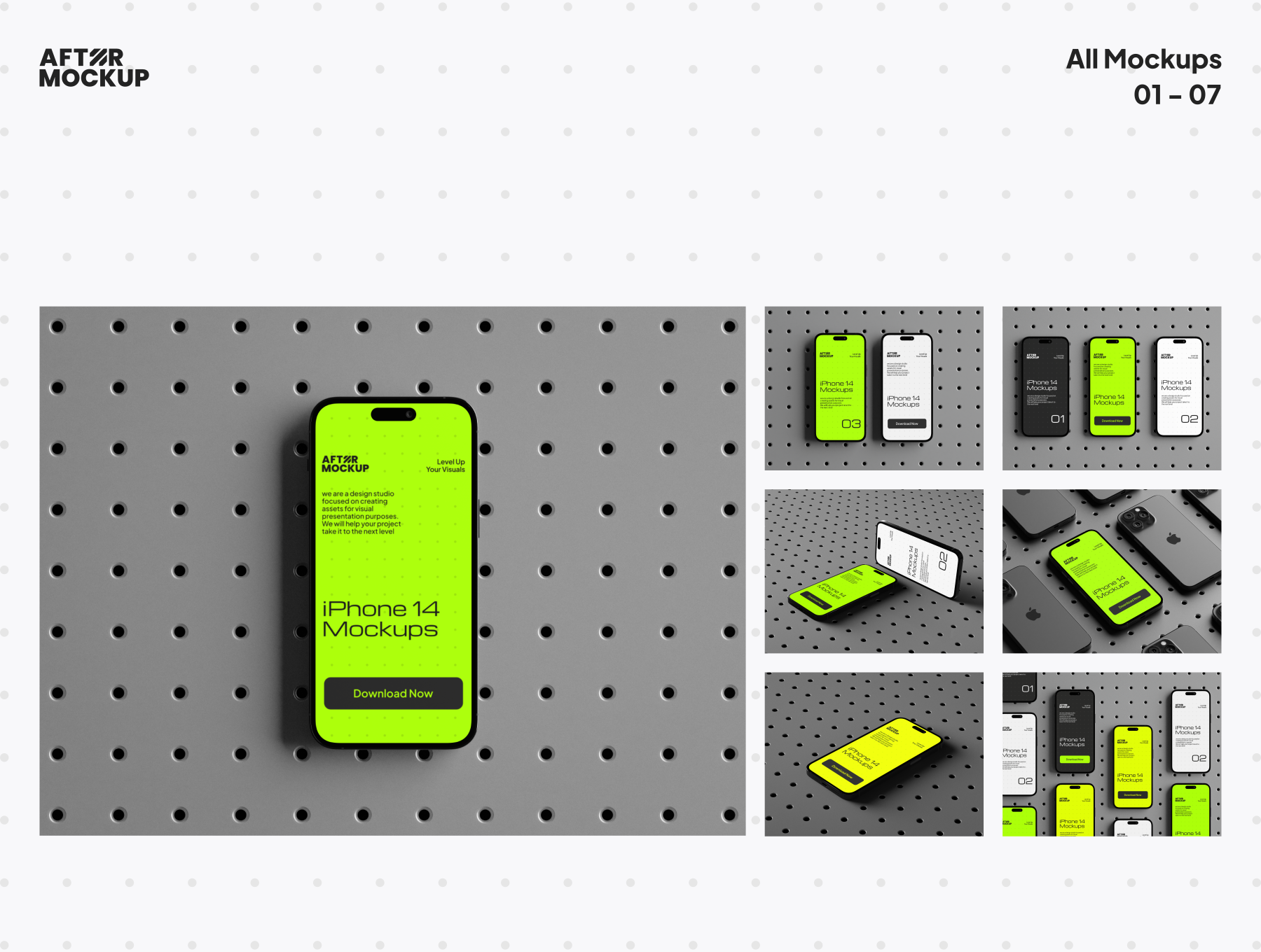 多种样式 iPhone 14 Pegboard Mockups 样机模版