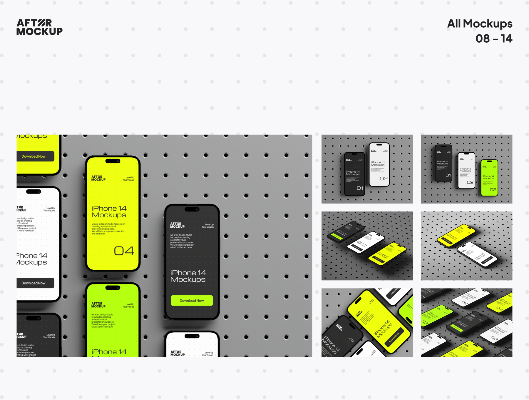 多种样式 iPhone 14 Pegboard Mockups 样机模版
