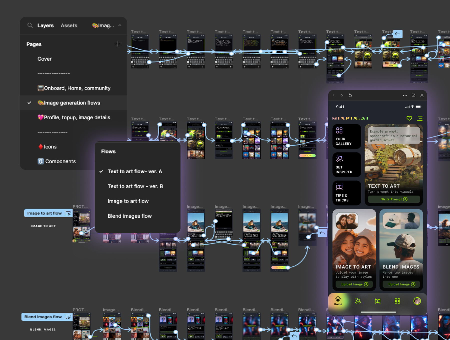 AI 艺术生成器APP界面素材 玻璃态风格 Figma格式