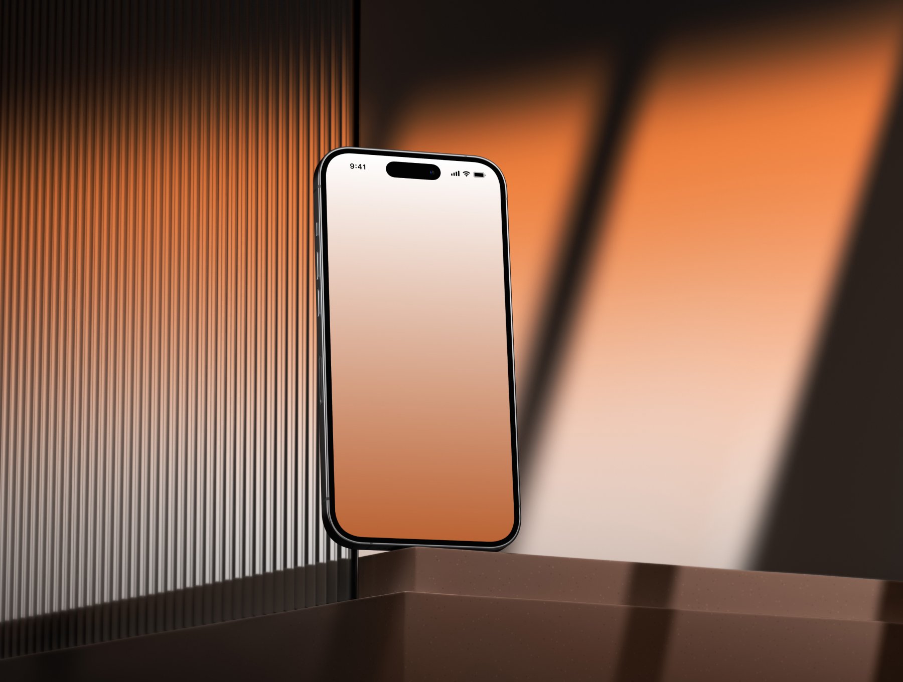 iPhone 14 Pro 简约橘色样机模型 PSD格式