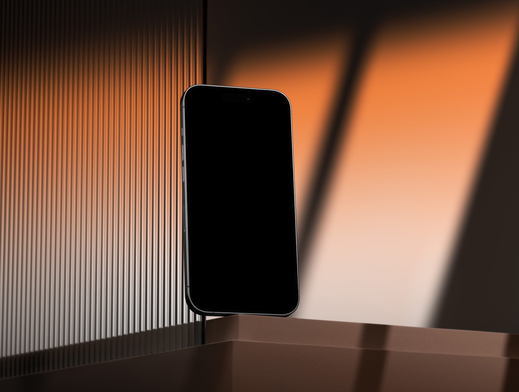 iPhone 14 Pro 简约橘色样机模型 PSD格式