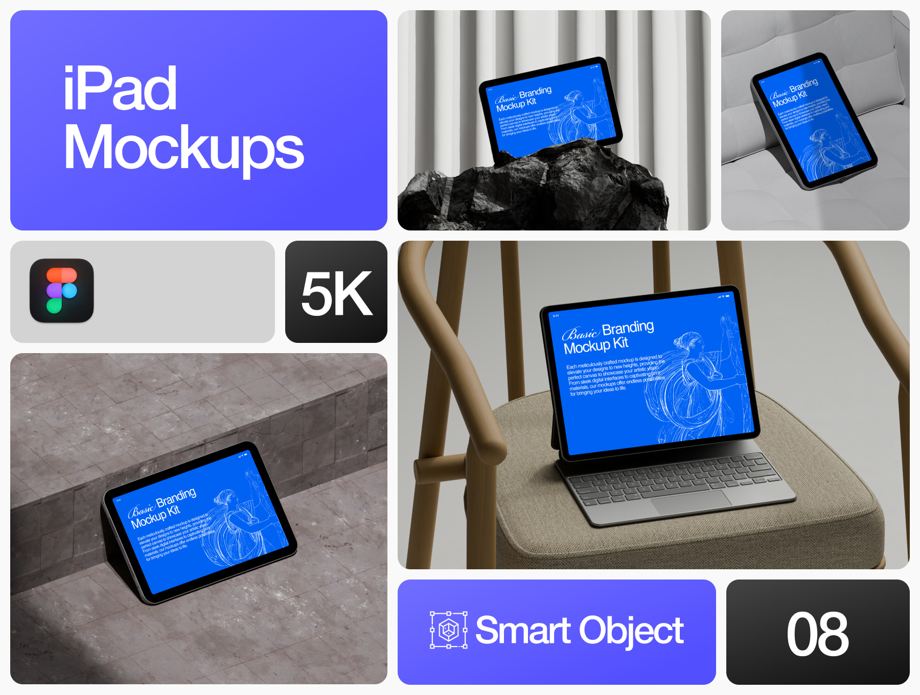 蓝色品牌 iPad 样机模型 Figma格式