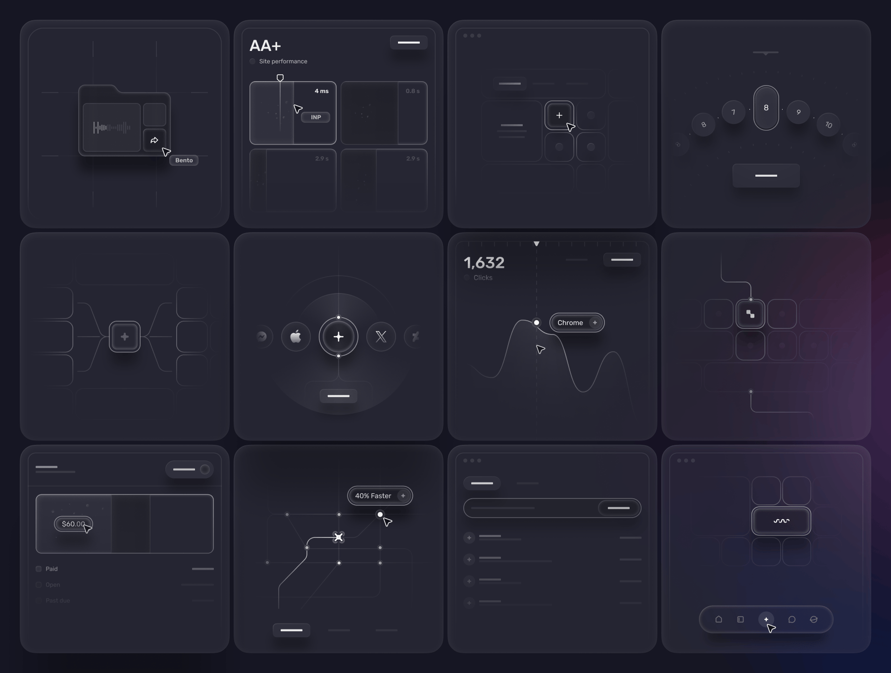 高级暗色原型卡片设计素材 Figma格式