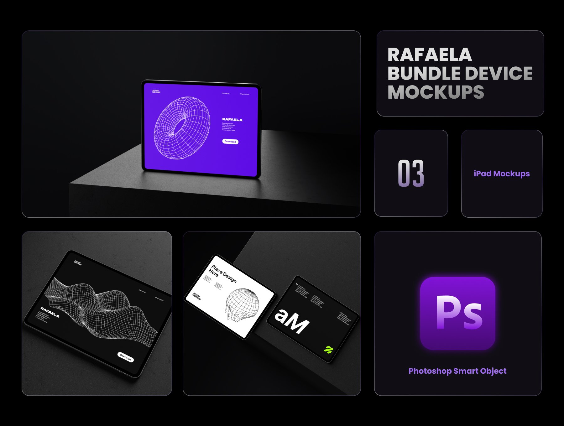 高级暗色苹果样机模版 PSD格式