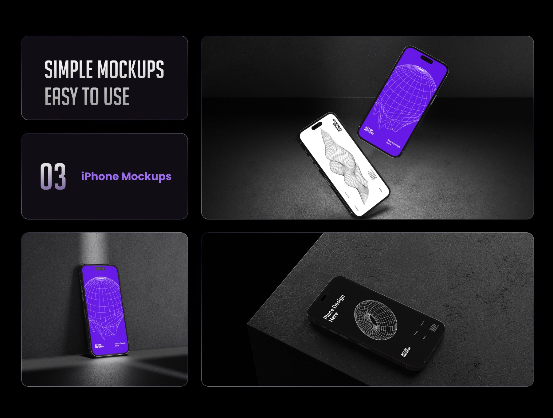 高级暗色苹果样机模版 PSD格式