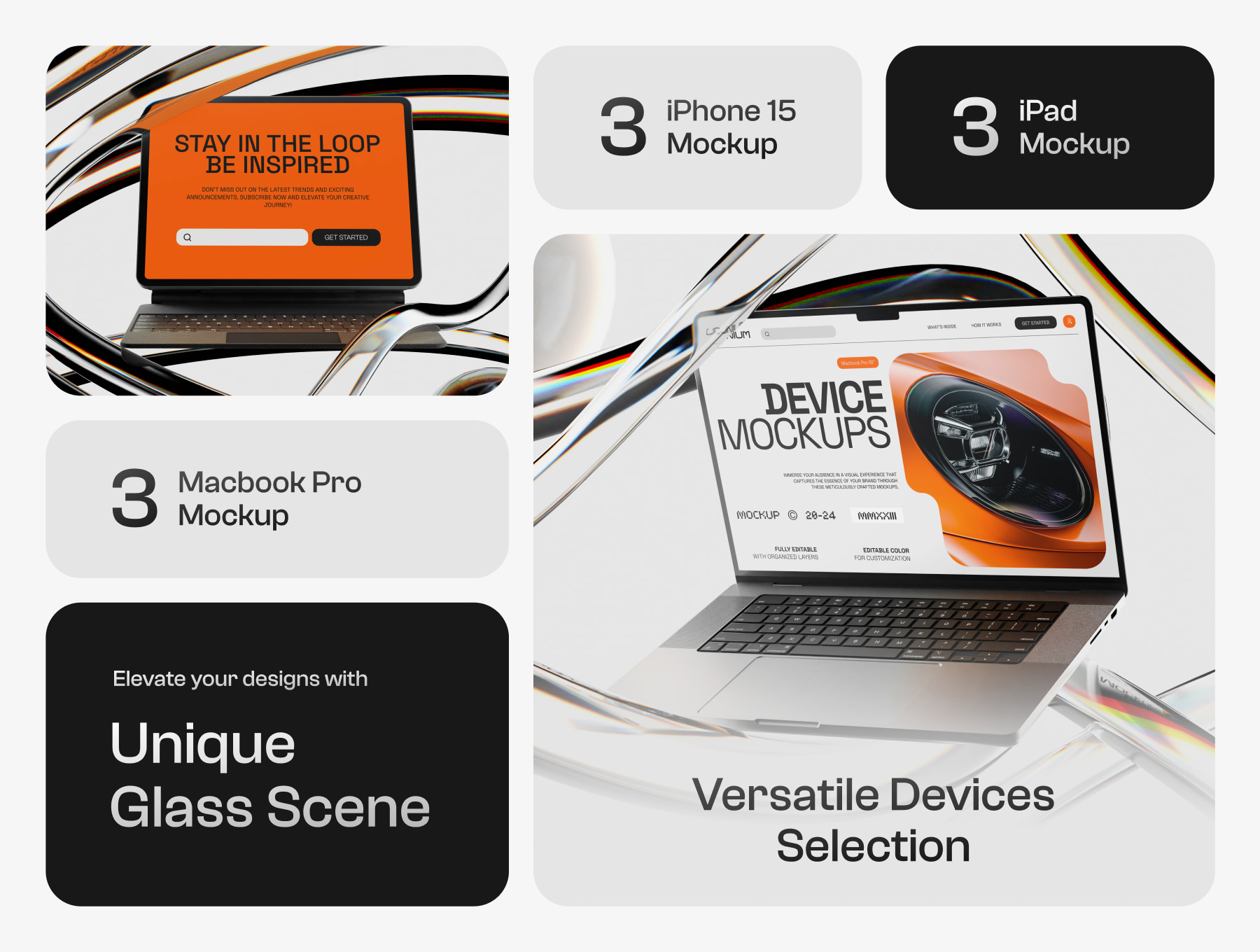 9 款独特的玻璃场景样机模型